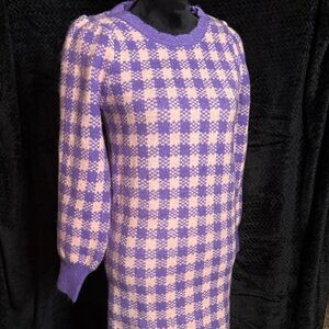 Purple and pink Checkered Sweater Dress